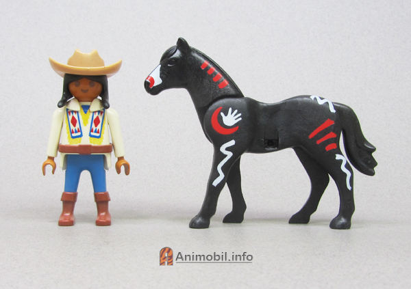 Horse Vers 2 Left Foot Black with Black Mane and Indian Paint